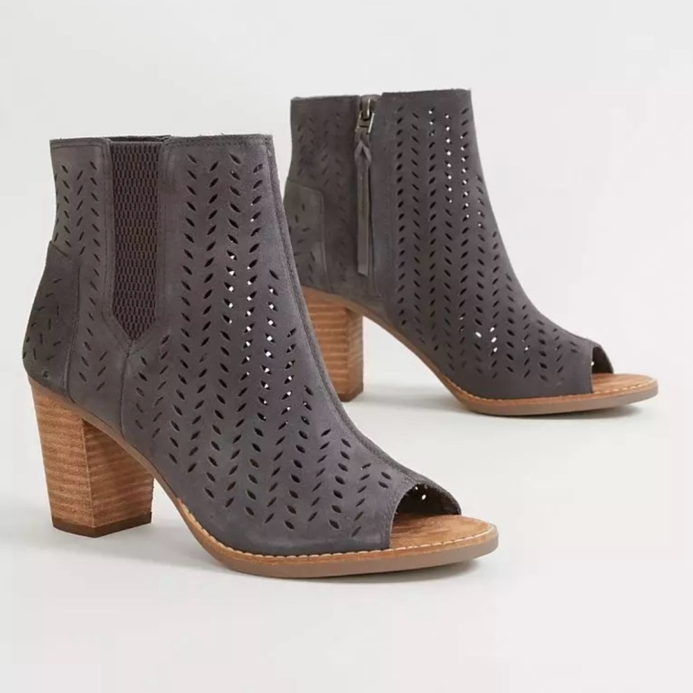 TOMS Majorca Leather Heeled Women’s Peep Toe Bootie, NWT, Size 11